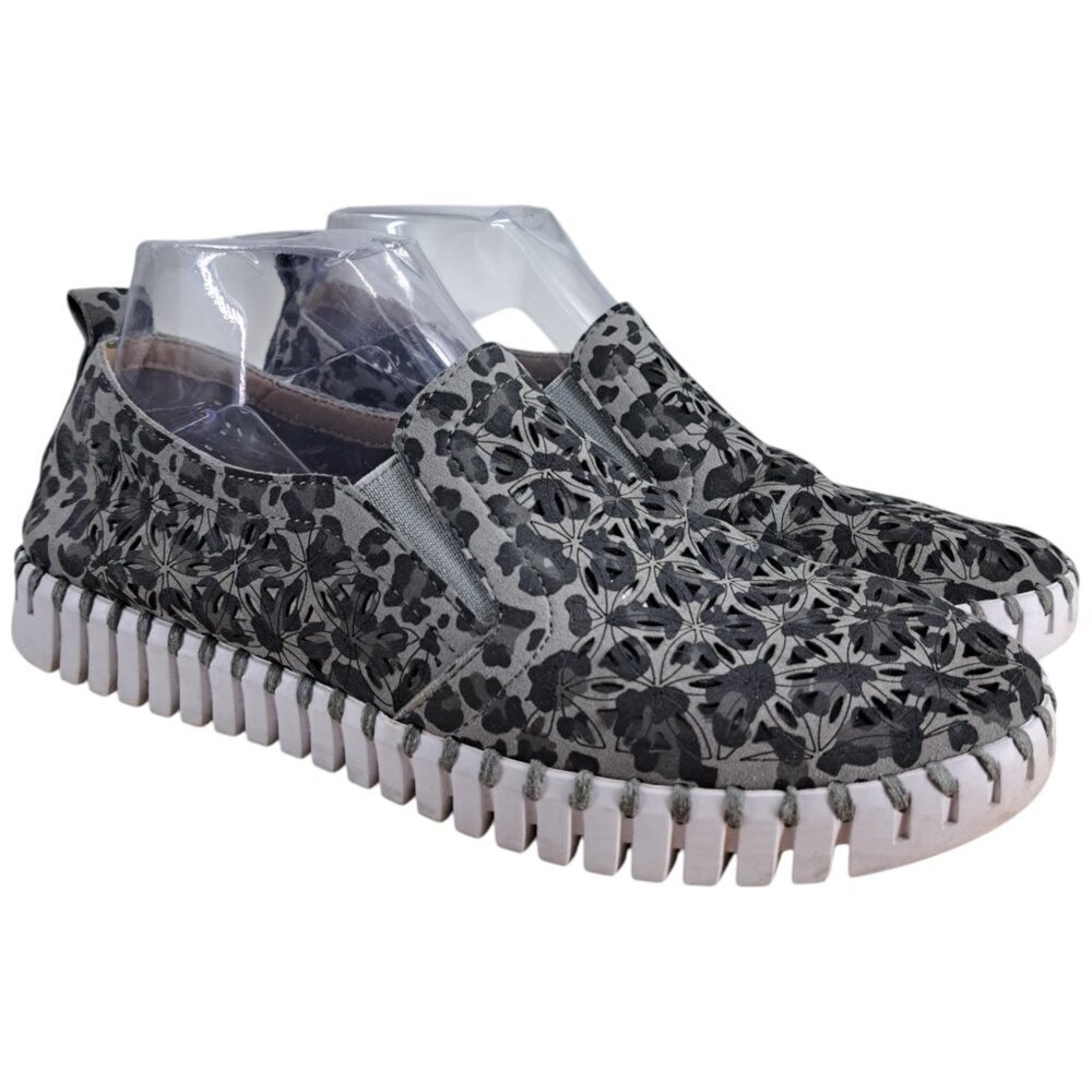 Ilse Jacobsen Tulip Slip On Leopard Perforated Comfort Shoes Size 38 US 7.5-8